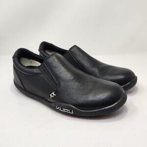 Kuru Kivi Black Pebbled Leather Slip On Loafers Women Size 9.5 Comfort Casual
